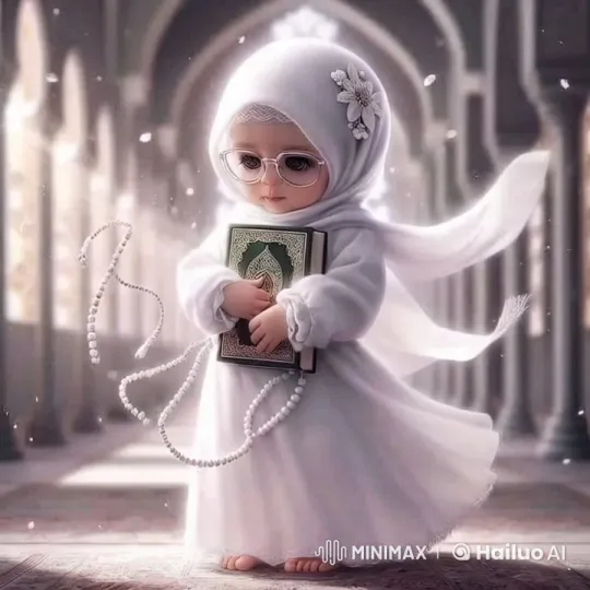 Innocent Child Walks with Quran in Ornate Corridor – AI Generated Video | Hailuo AI