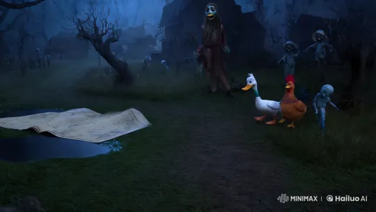 Title: "Duck & Cluck: The Curse of Hollow Woods" – AI Generated Video | Hailuo AI