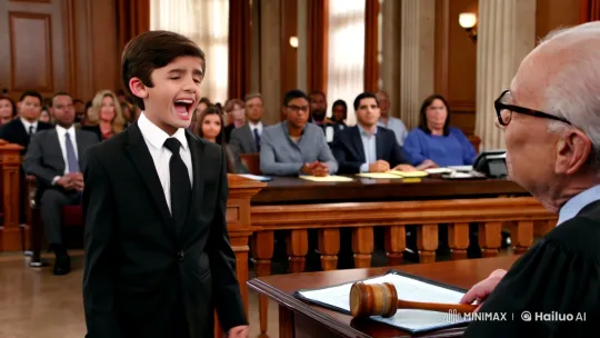 Boy in Suit Convinces Courtroom with Passionate Speech – AI Generated Video | Hailuo AI