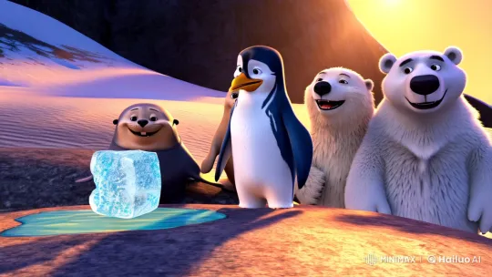 Penguin and Friends Explore Ice Melting and Evaporation – AI Generated Video | Hailuo AI