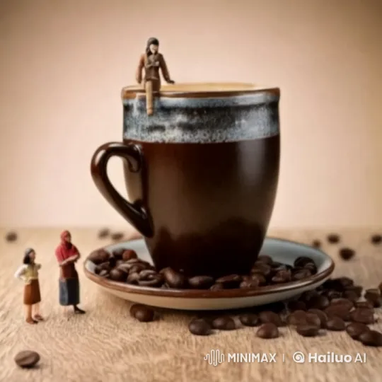 Cinematic Live2D Animation: Coffee Cup Cleaning by Tiny Workers – AI Generated Video | Hailuo AI