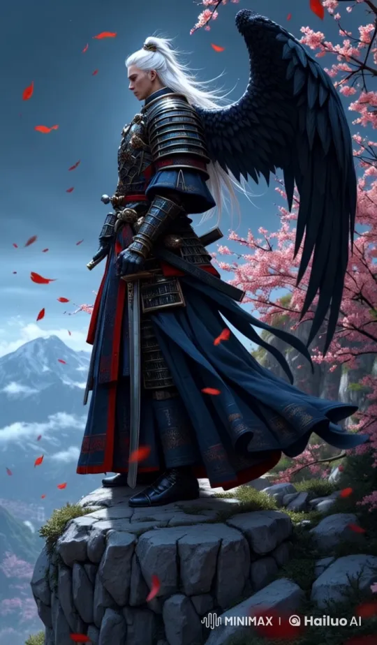 Majestic Samurai Warrior in Cherry Blossom Scene – AI Generated Video | Hailuo AI