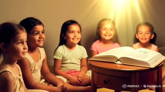 Children's Circle of Serenity with Bible at Center – AI Generated Video | Hailuo AI