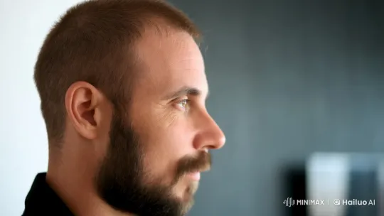 Contemplative Man Showcases Fitness in Modern Setting – AI Generated Video | Hailuo AI