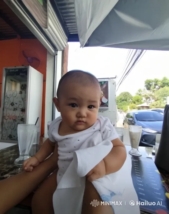 Cute Baby Dances and Mimics Kung Fu at Outdoor Café – AI Generated Video | Hailuo AI