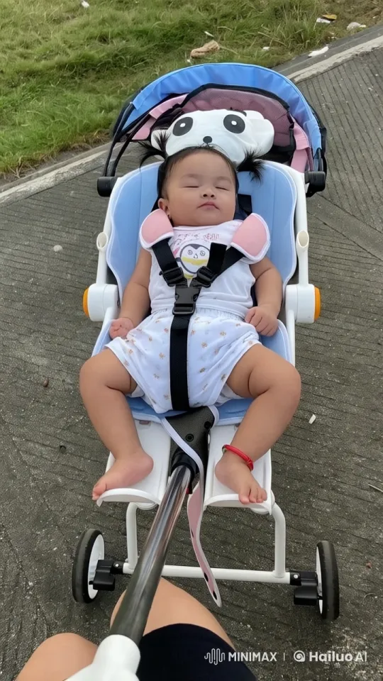 Baby Panda Headrest Video: Playful Stroller Antics – AI Generated Video | Hailuo AI