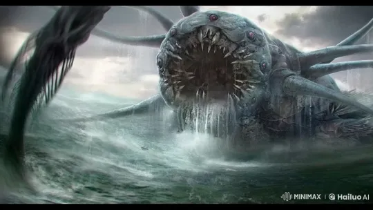 Menacing Sea Monster Emerges in Stormy Waters – AI Generated Video | Hailuo AI