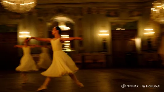 Opulent Ballroom: Elegant Dance Meets Sudden Violence – AI Generated Video | Hailuo AI