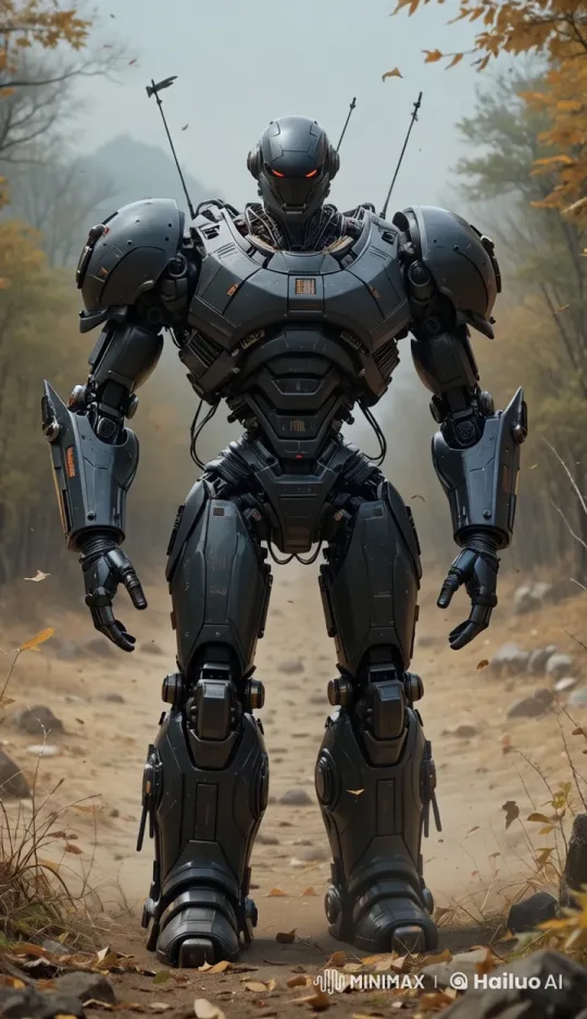 Futuristic Robot Meets Man in Autumn Forest – AI Generated Video | Hailuo AI