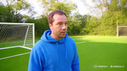 Man Kicks Dog into Soccer Goal on Sunny Day – AI Generated Video | Hailuo AI