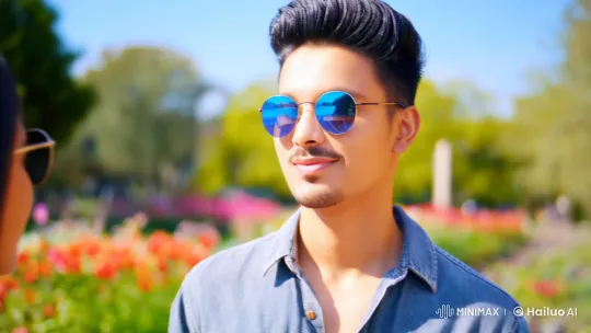 Young Couple's Tender Moment in a Park – AI Generated Video | Hailuo AI