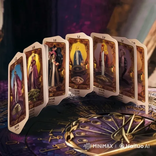 Magical Live2D Tarot Card Descent on Celestial Table – AI Generated Video | Hailuo AI