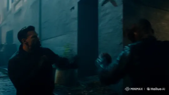 Fierce Combatants Clash in Dramatic Alleyway Sequence – AI Generated Video | Hailuo AI