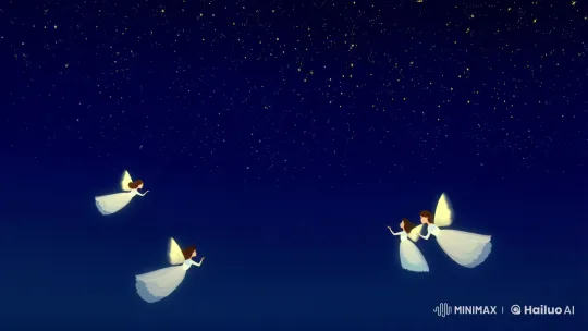 Angels Serenade in Starlit Sky with Ethereal Grace – AI Generated Video | Hailuo AI