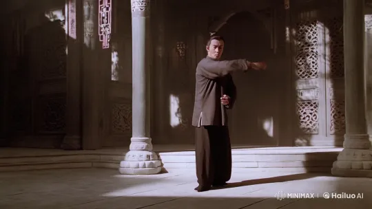 Aesthetic Kung Fu Display in Ornate Setting – AI Generated Video | Hailuo AI