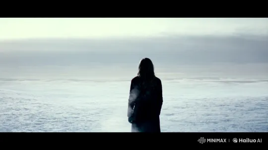 Lone Person Meets Serene Wolf in Snowy Wilderness – AI Generated Video | Hailuo AI