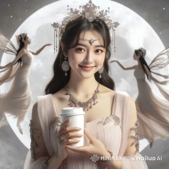 Oriental Fairy Enjoys Coffee with Magical Moonlit Dance – AI Generated Video | Hailuo AI