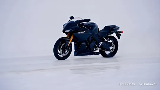 Honda AirBlade Motorcycle Glides Through Snowfield – AI Generated Video | Hailuo AI