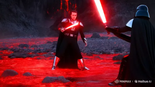 Darth Vader's Duel Amidst Lava and Volcano Eruption – AI Generated Video | Hailuo AI