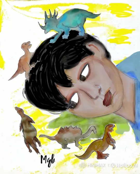 Dinosaurs Dance Playfully on a Person's Head in Live2D Animation – AI Generated Video | Hailuo AI