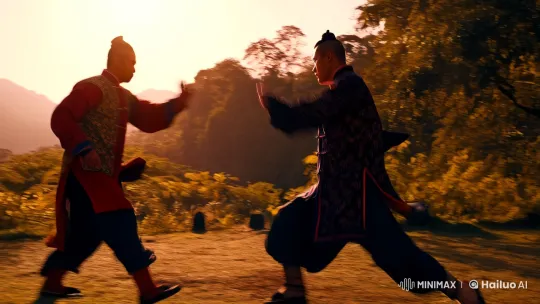 Aesthetic Kung-Fu Duel in Serene Nature Setting – AI Generated Video | Hailuo AI