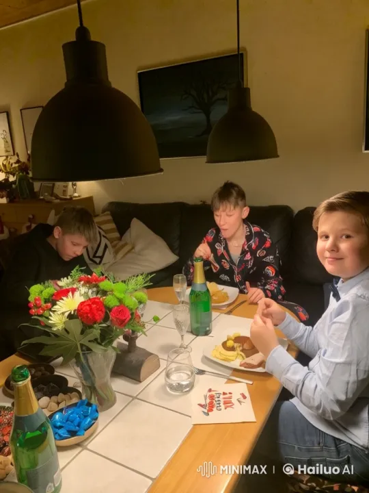 Children Celebrate Festively at Dining Table – AI Generated Video | Hailuo AI