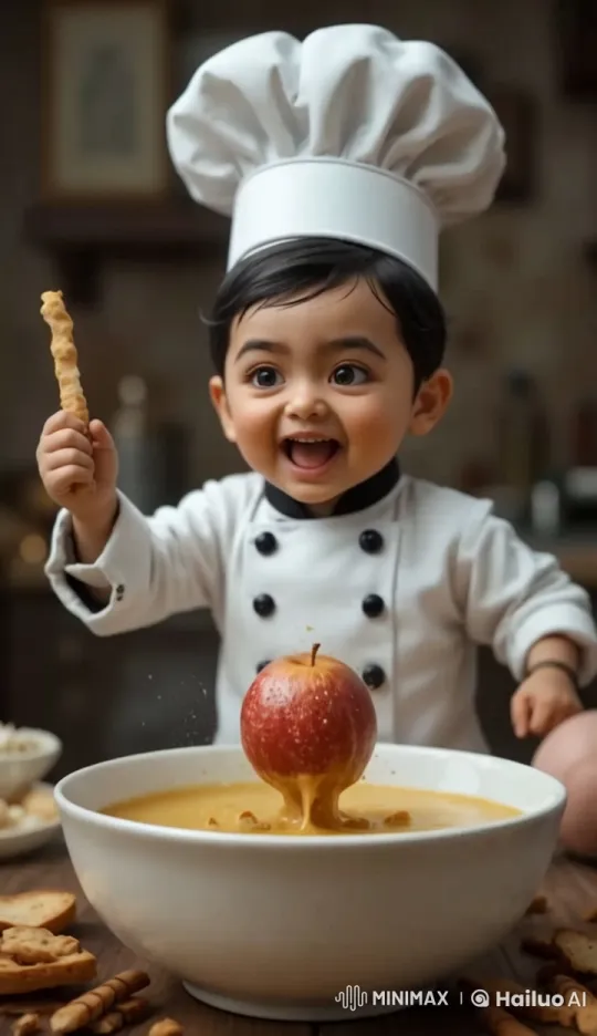 Child Chef in Rustic Kitchen Setting – AI Generated Video | Hailuo AI