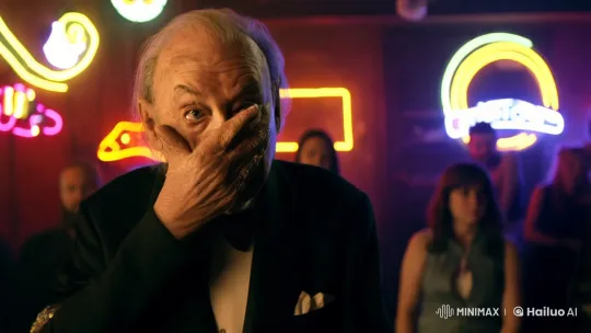 Elderly Man Unmasks as Stunning Woman in Neon-Lit Transformation – AI Generated Video | Hailuo AI