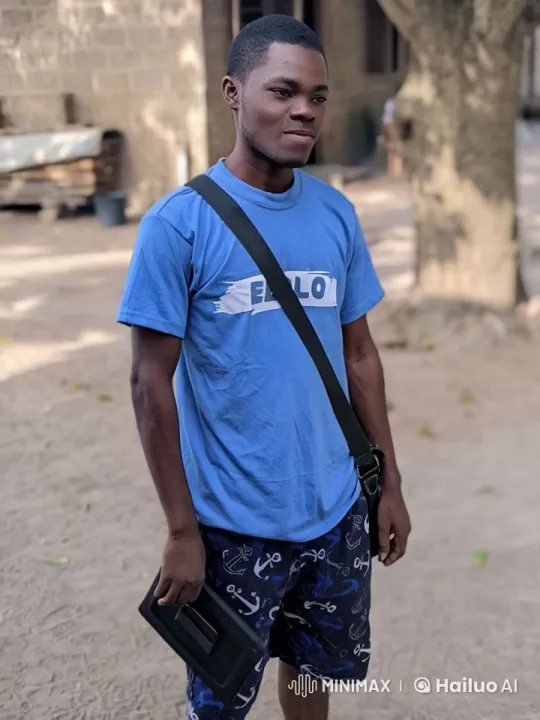 Young Man in Blue Shirt Faces Lion in Rustic Live2D Animation – AI Generated Video | Hailuo AI