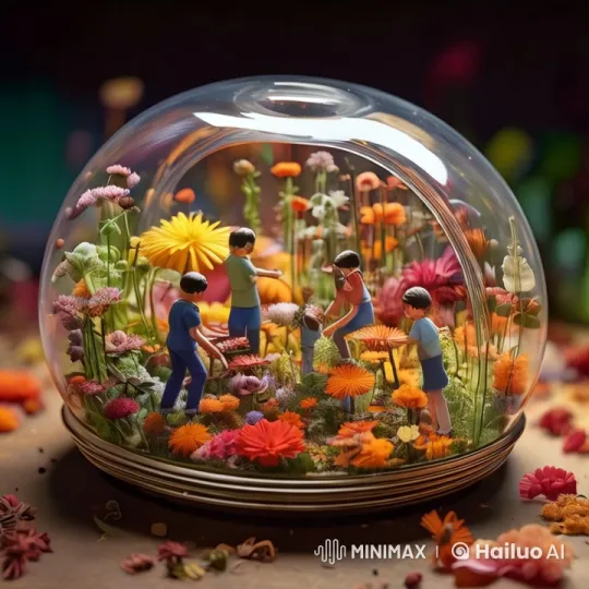 Ultra-Detailed Live2D Video of Facial Treatments on a Giant Head in a Miniature Garden – AI Generated Video | Hailuo AI