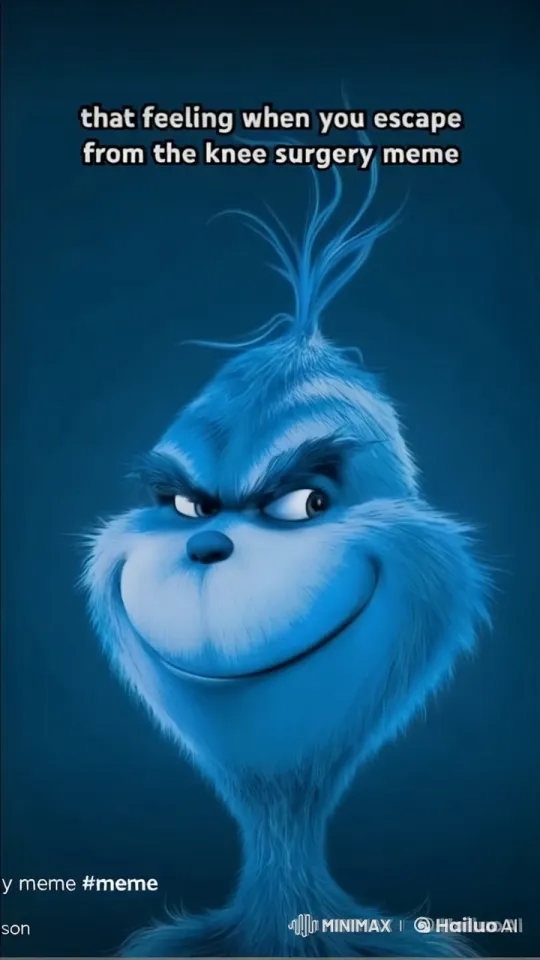 Grinch-like Character Celebrates Avoiding Knee Surgery – AI Generated Video | Hailuo AI