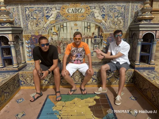 Boys Converging on Ornate Bench in Live2D Animation – AI Generated Video | Hailuo AI