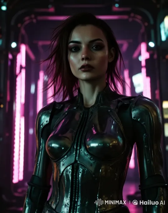 Futuristic Girl in Neon-Lit Armor Delivers Cute Monologue – AI Generated Video | Hailuo AI