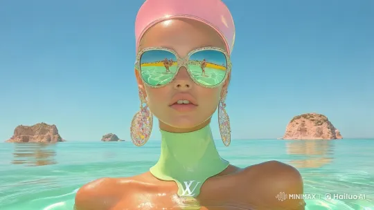 Woman in Green Adorns LV, Floats Gracefully Underwater – AI Generated Video | Hailuo AI
