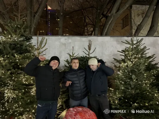 Friends Celebrating Christmas Night with Joyful Dance – AI Generated Video | Hailuo AI