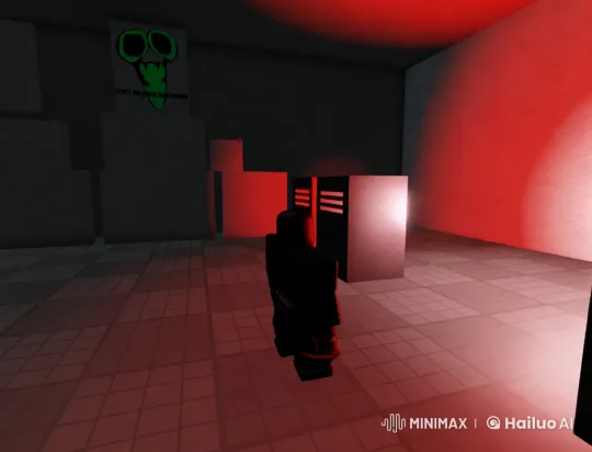 Mysterious Figure in Red-Lit Room Examines Surroundings – AI Generated Video | Hailuo AI