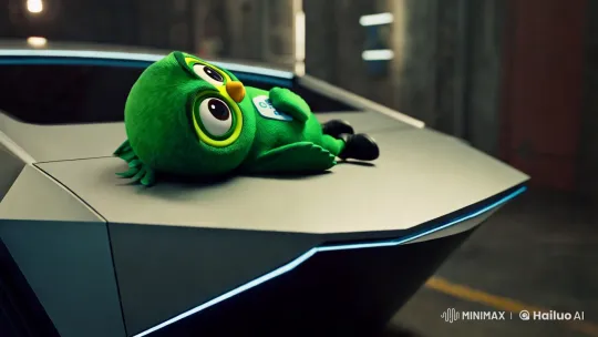 Duolingo Owl Reflects on Tesla Cybertruck – AI Generated Video | Hailuo AI