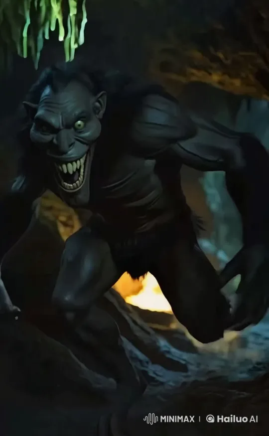 Muscular Monster Chases Through Gloomy Lava-Filled Cave – AI Generated Video | Hailuo AI