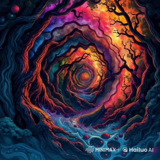 Psychedelic Journey Through a Vibrant, Twisting Tunnel – AI Generated Video | Hailuo AI
