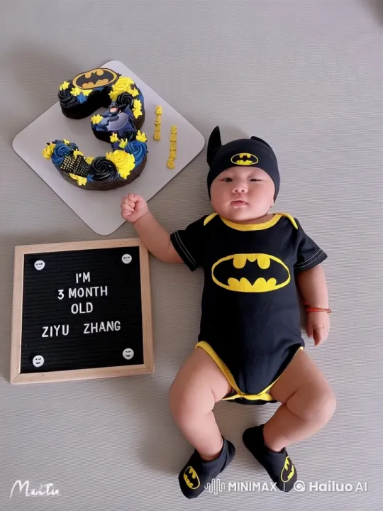 3-Month-Old Ziyu Zhang in Batman Heroic Pose – AI Generated Video | Hailuo AI