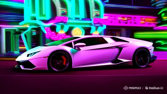 Neon-Lit Cityscape: Lamborghini in Synthwave Dream – AI Generated Video | Hailuo AI