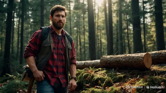 Messi Prepares for Work in a Serene Forest – AI Generated Video | Hailuo AI