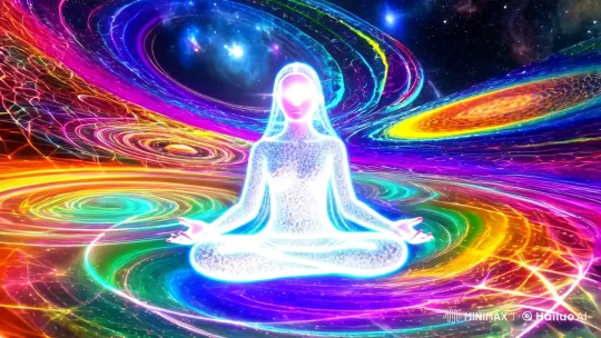 Radiant Meditator in Cosmic Energy Fractal Universe – AI Generated Video | Hailuo AI