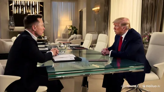 Elon Musk and Donald Trump Discuss 'Book a Star' – AI Generated Video | Hailuo AI