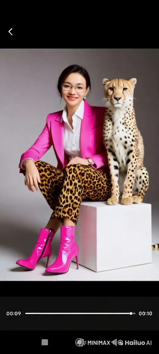 Girl Embraces Leopard in Peaceful Encounter – AI Generated Video | Hailuo AI