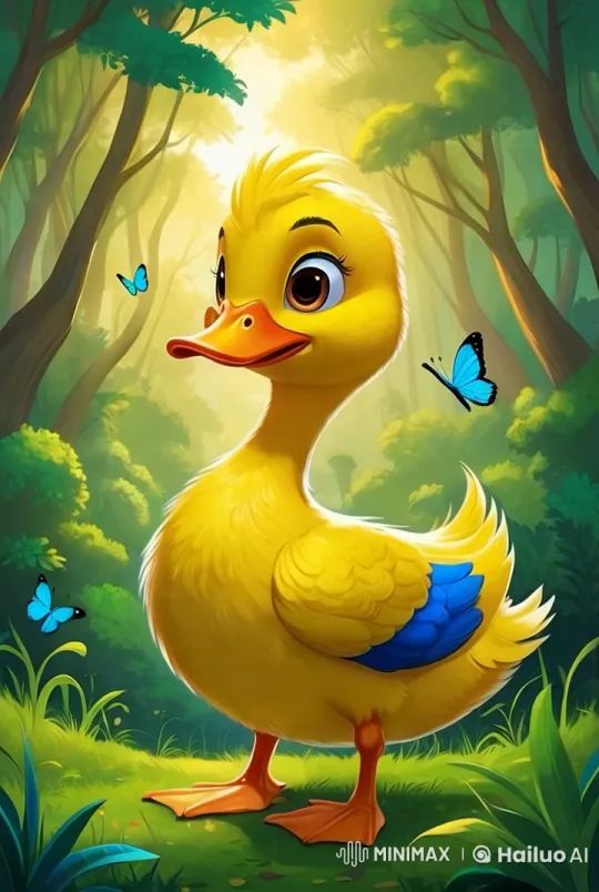 Cheerful Duckling and Butterflies in Enchanted Forest – AI Generated Video | Hailuo AI