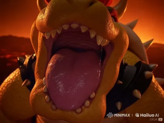 Bowser's Menacing Tongue in Fiery Live2D Animation – AI Generated Video | Hailuo AI