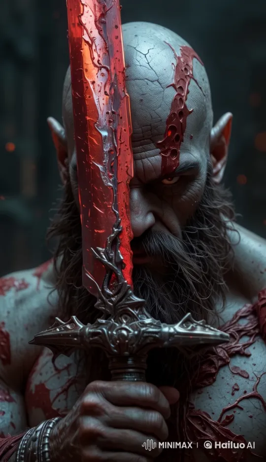 Fierce Warrior with Bloodied Sword in Live2D Animation – AI Generated Video | Hailuo AI