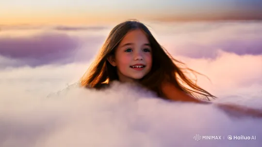 Teen Swims Through Clouds in Cinematic Close-Up – AI Generated Video | Hailuo AI