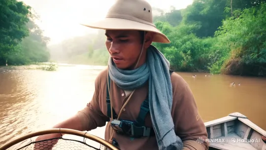 Morning Fishing: A Man's Harmony with Nature – AI Generated Video | Hailuo AI
